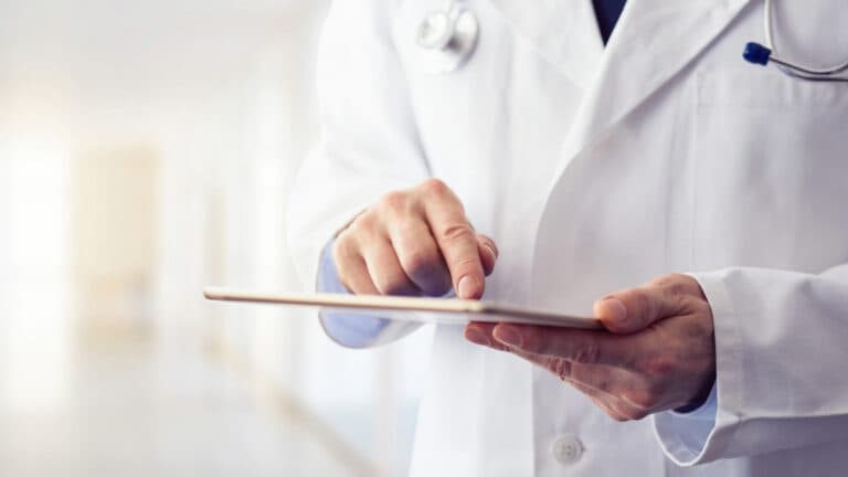 Doctor using a tablet