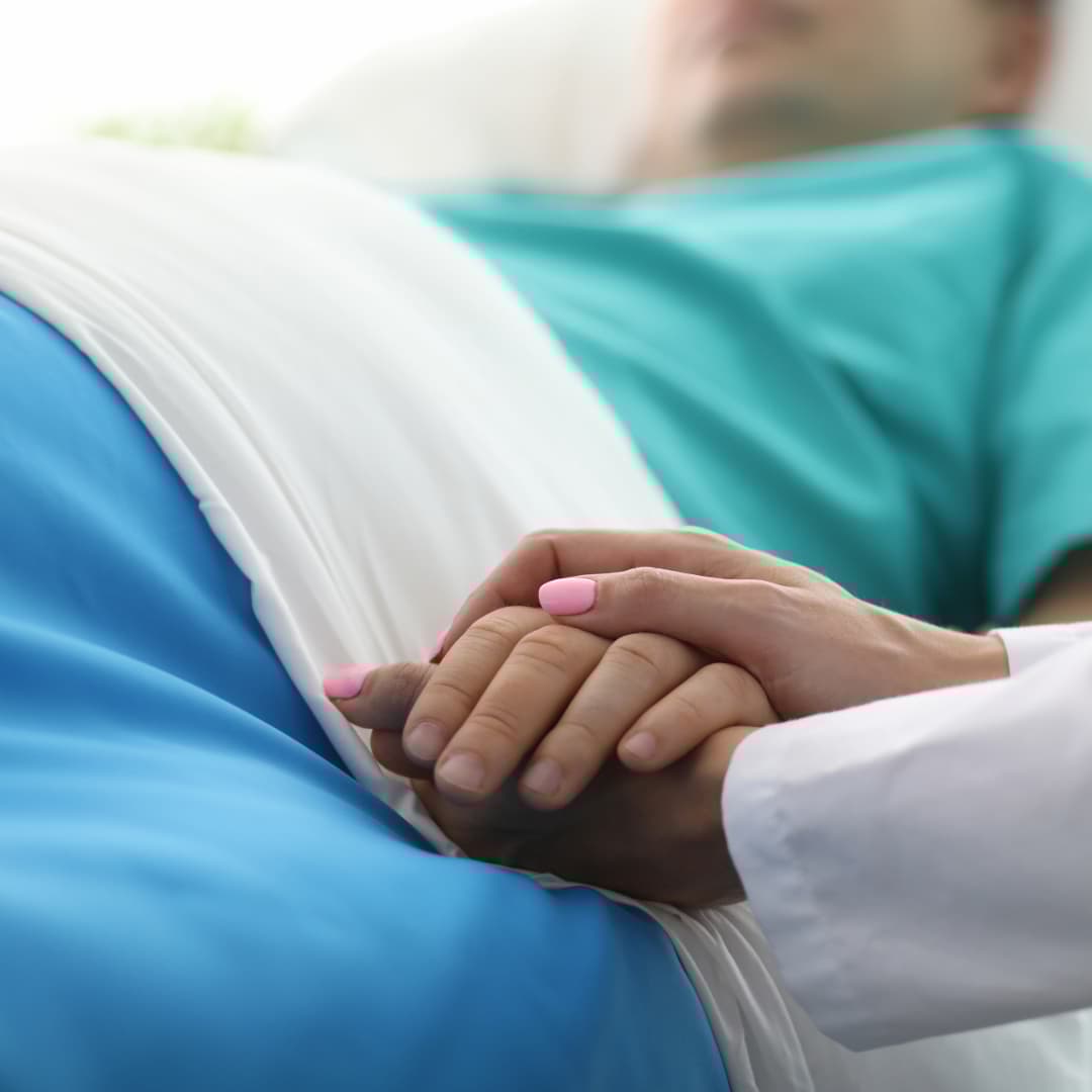 Hands with subtle medical background