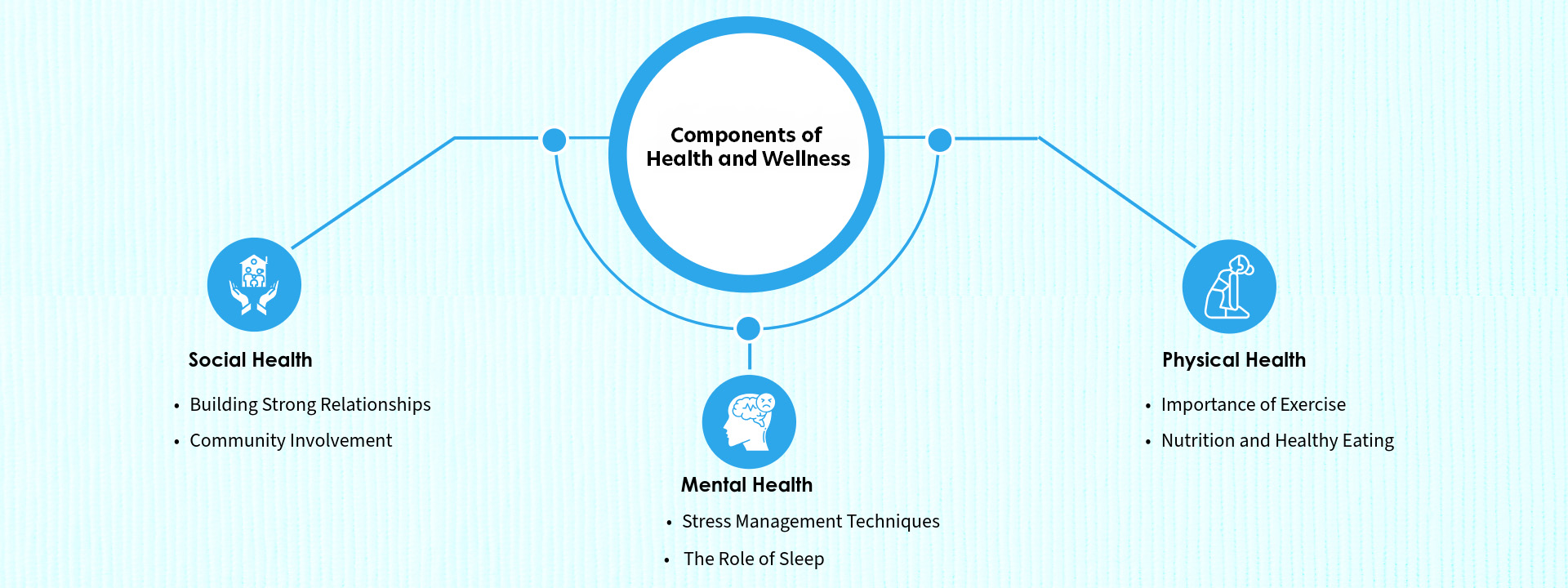 Key Components of Health and Wellness: Essential elements including physical health, mental health, and social wellness for overall well-being.